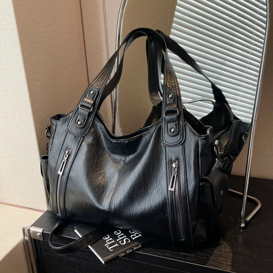 Daily Business Commuting Large Capacity Tote Hand Bags Soft Leather Shoulder Crossbody Bags for Women Handbags Sturdy Durable