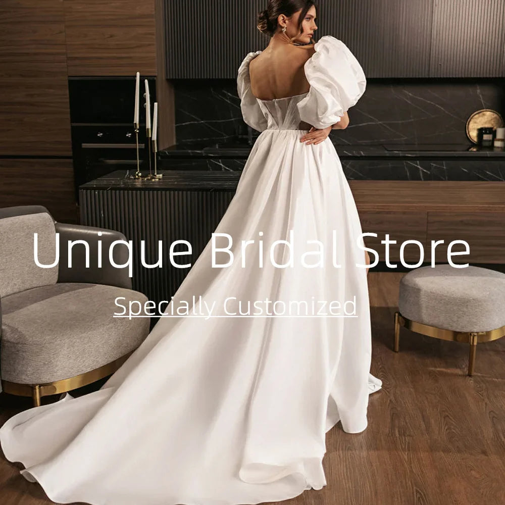 Customized Elegant Simple Wedding Dresses New High Quality Sexy V-neck A-line Sweep Smooth Comfortable Temperamental Women B