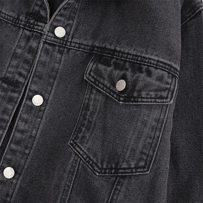 Fashion Women's Black Washed Denim Jackets Spring Autumn Vintage Jeans Coat Oversize Loose Outerwear Lady Casual Tops Overcoat
