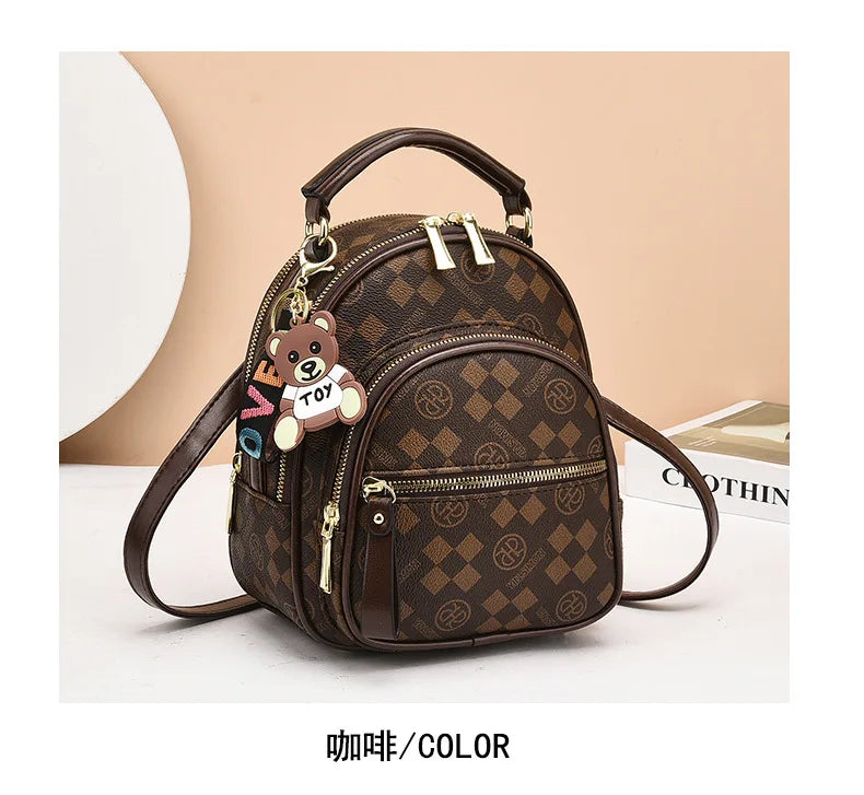 Fashion Trend Women's Backpack High Quality Soft Leather Women School Bag Famous Luxury Designer Female Shoulder Bags Sac A Dos