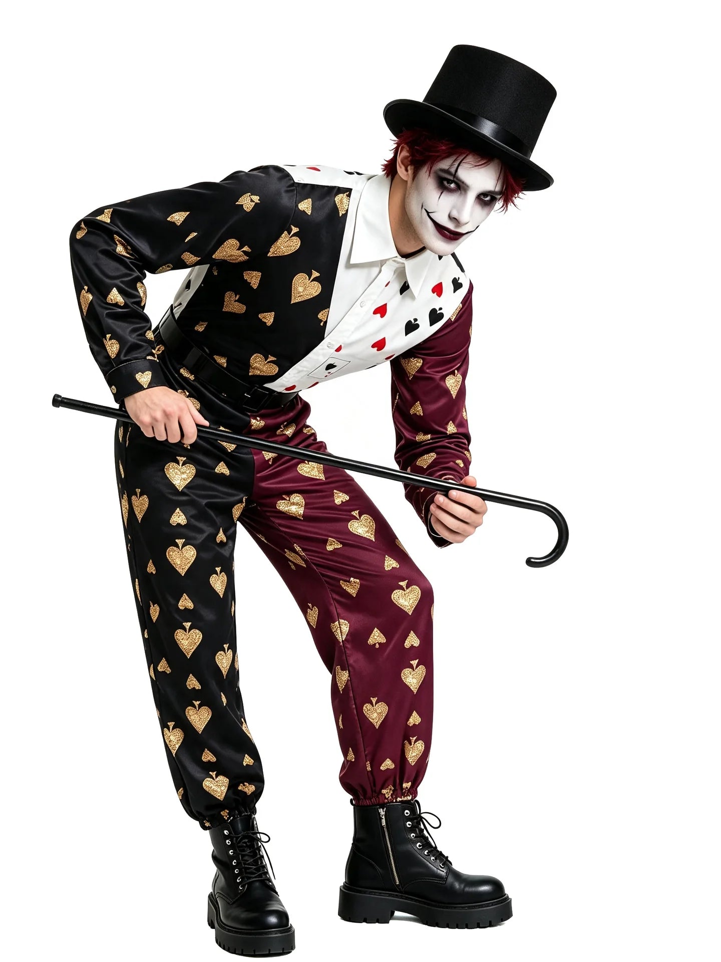 Adult Men Women Poker Clown Couple Cosplay Costume Circus Funny Performance Jumpsuit Halloween Carnival Party Fantasy Outfits