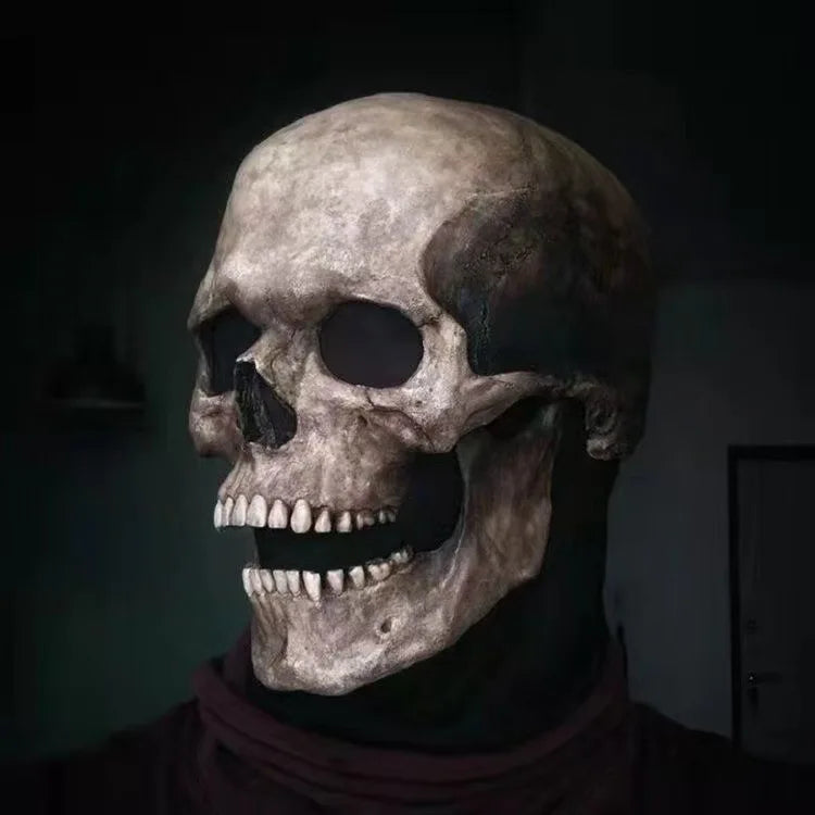 Costume Halloween Cosplay Skeleton Mask Hooded Robe Ghost Cloak Long Shirt For Escape Room Haunted House NPC