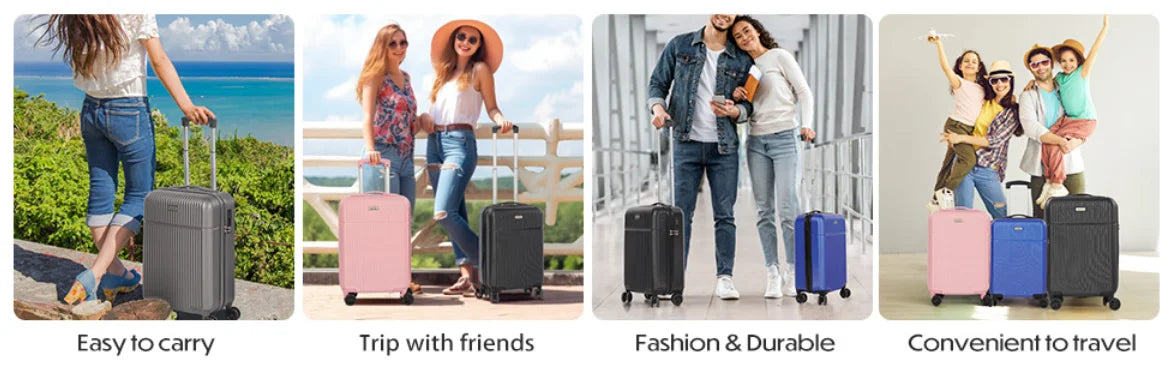 Luggage Sets Suitcase ABS Hard Shell Carry-On Hand Cabin with 4 Double Spinning Wheels & TSA- Lock 3 Piece Set (21"24"28")