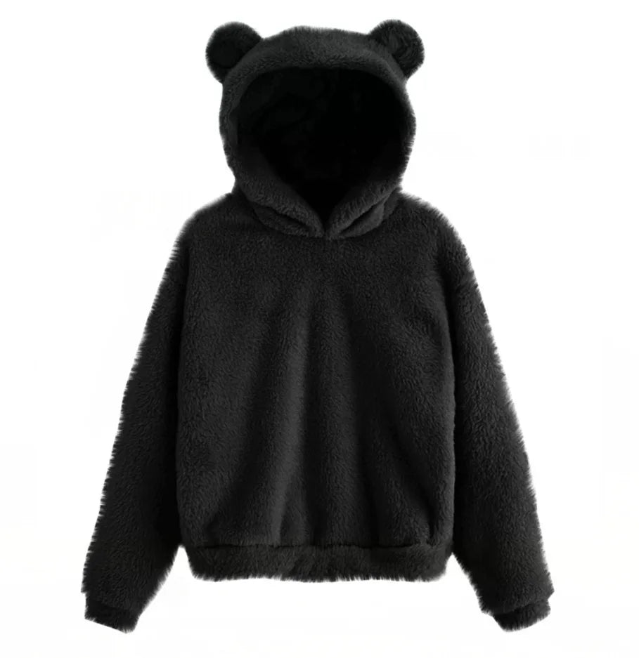 Fall Winter Women's Hoodies Winter Women Long Sleeve Rabbit Ear Hood Sweatshirt Cute Plush Warm Casual Cute Hoodie Tops 2026