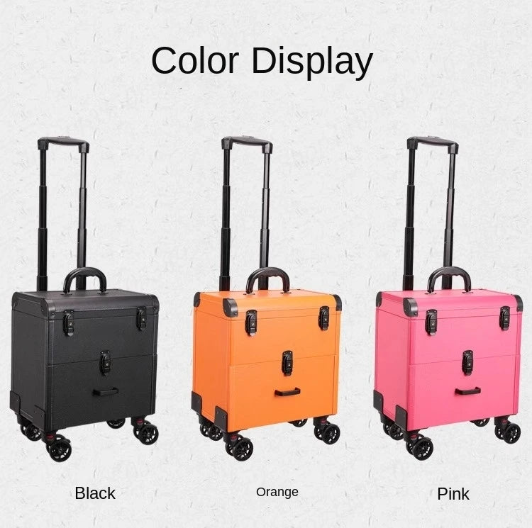 Embroidery Toolbox Beauty Nail Eyelashes Make-up Case Storage Mute Spinner Wheels Cosmetic Trolley Suitcase