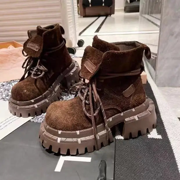 Ankle Boots for Women Designer Flats Platform Shoes Fashion Winter Dress Woman Boots 2025 New Suede Cozy Chelsea Botas De Mujer