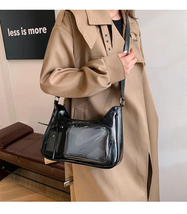 Y2k Harajuku Shoulder Bag Women Korean Transparent Ita Bag School Crossbody Bag Female Japanese Designer Preppy Handbag Purse