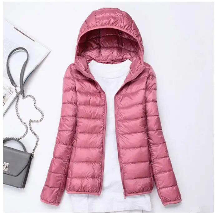 90% Ultralight Duck Down Jacket Women's Winter Hooded Short Slim Fit Down Jacket 2024 Fall/Winter Women's Down Jacket