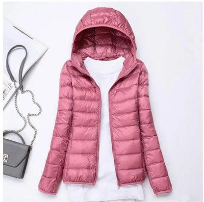 90% Ultralight Duck Down Jacket Women's Winter Hooded Short Slim Fit Down Jacket 2024 Fall/Winter Women's Down Jacket