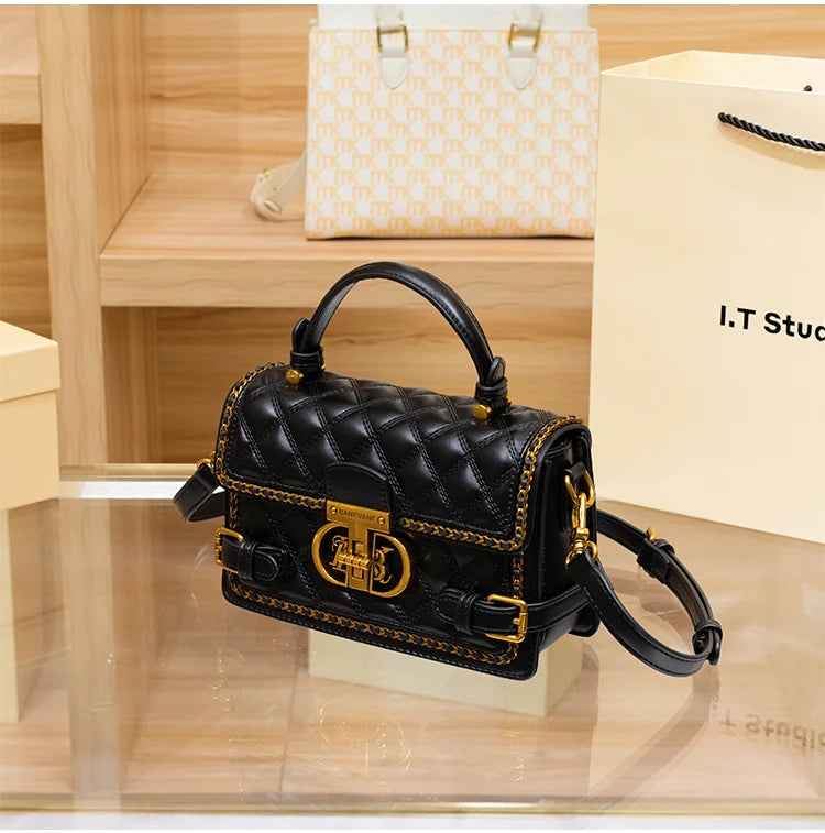 Women's handbag genuine diamond grid handbag women's 2024 new high-end designer crossbody shoulder small square bag