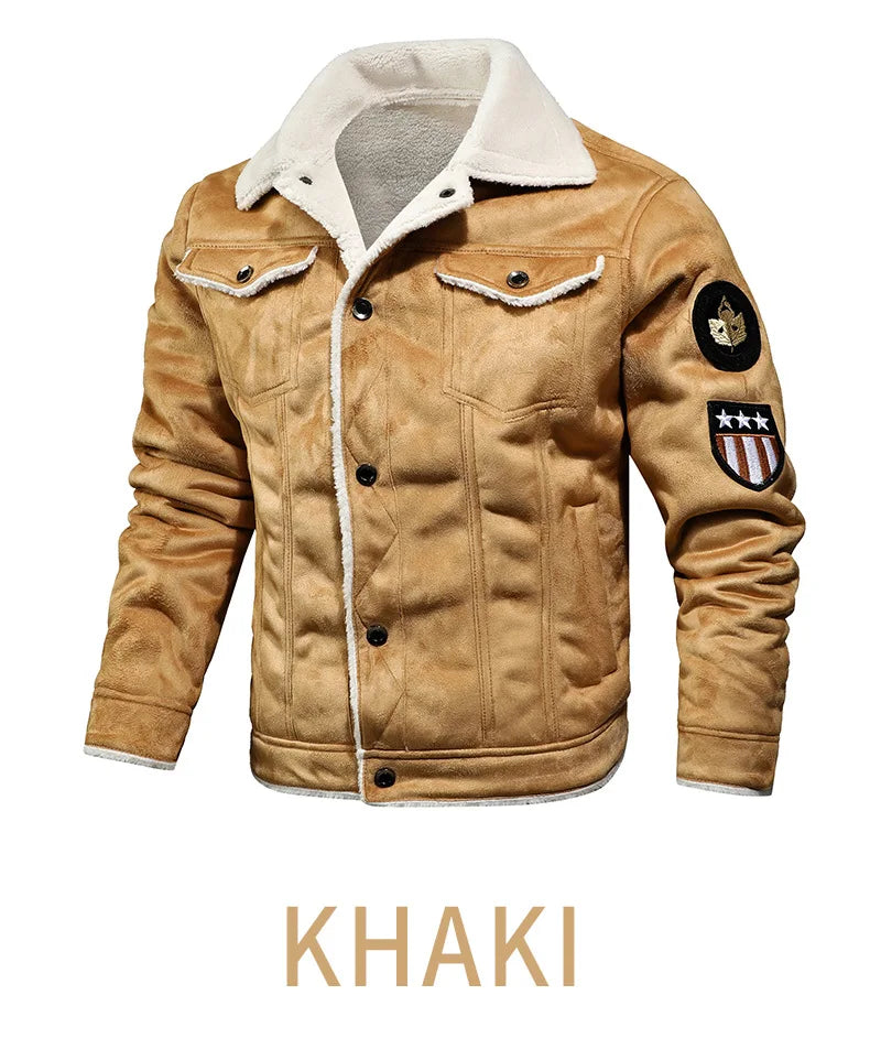High Quality Leather Jackets Casual Man Winter Fleece Motorcycle Faux Leather Jacket Male Anti-wind Lapel Zipper Jackets Men