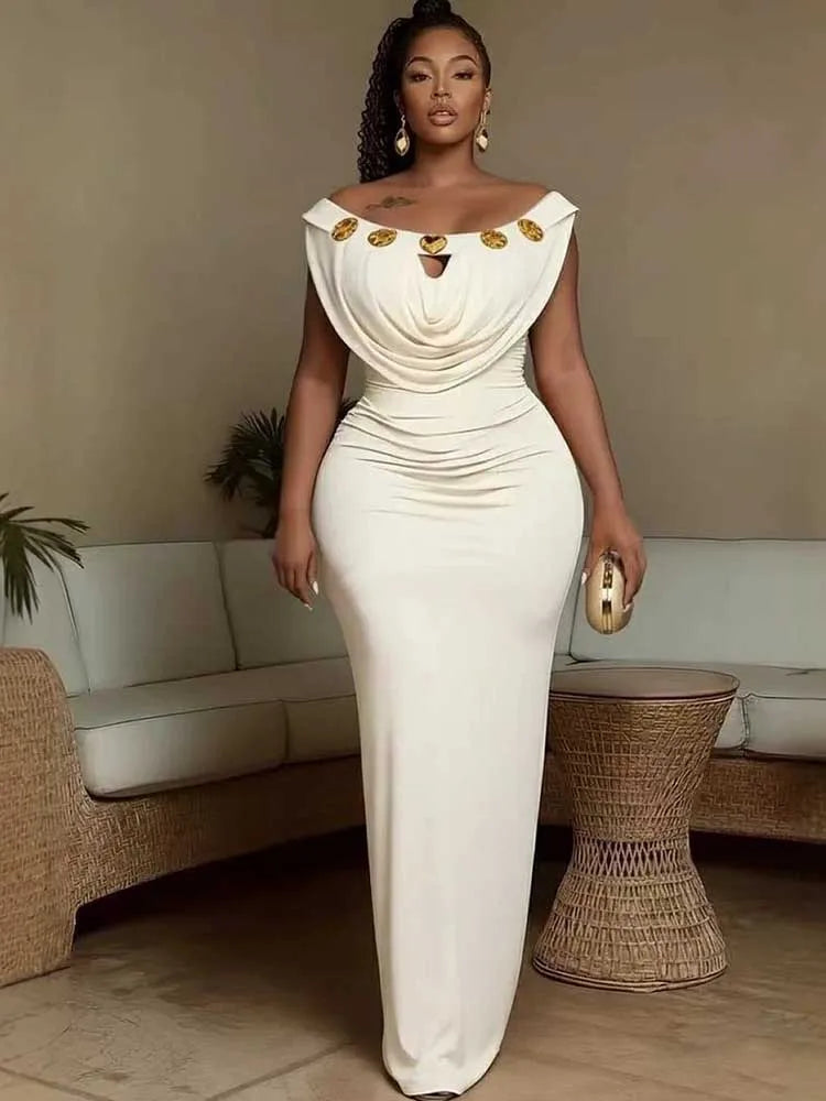 Evening Dress for Parties High Waist Slim Fit Bohemian Dress Chic Woman Wedding Invite Off Shoulder Sexy Long Dresses Elegant
