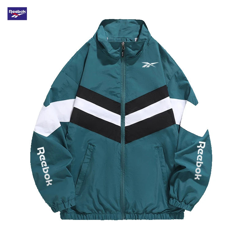 2026 New Skechers Men's Autumn Jacket Set with Fashionable Stripes and Plaid Collar, Spring-Autumn Sporty Casual Windproof Jacke