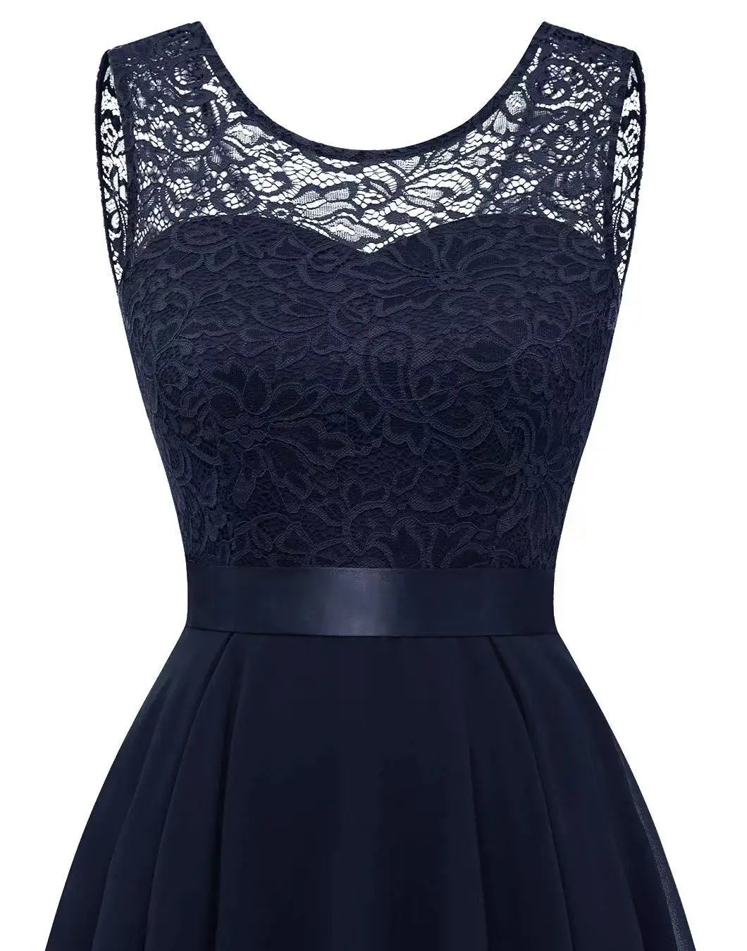 Sexy Lace Trim Chiffon Midi Dress Women's Party Dress Evening Dress Formal Dress Flared Hem Wedding Guest Dress Flowy A-line