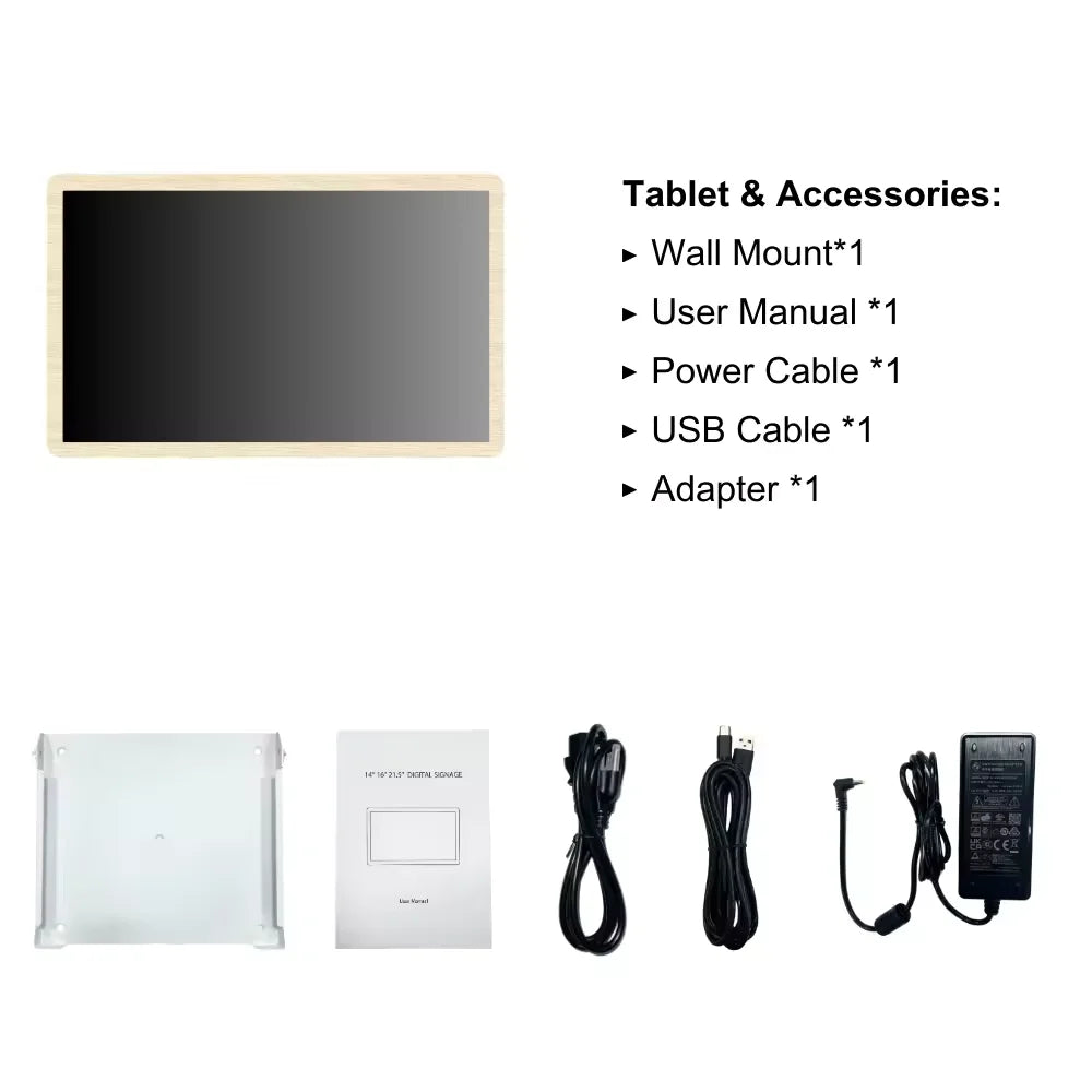 2026newUltra-thin 14 Inch Wall Mounted Android 14 POE Tablet Touch Screen Display 8-core CPU HDMI Input Smart Home Panel