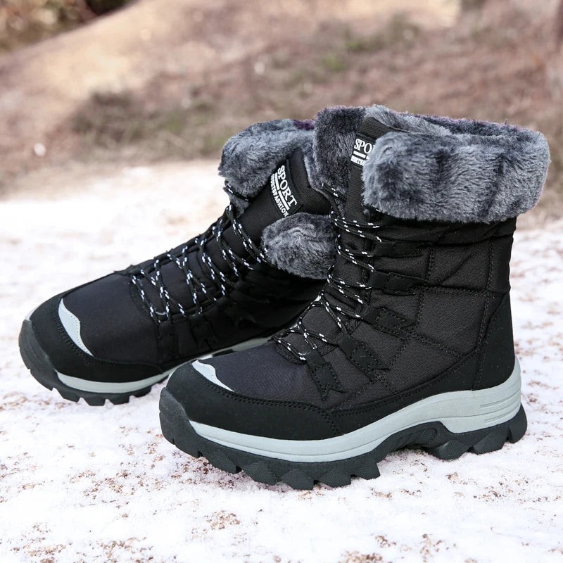 Women's Snow Boots, Women's Shoes, Winter Fleece-Lined, Thickened, Warm Outdoor Hiking Boots, High-Top, Thick-Soled Outdoor Boots