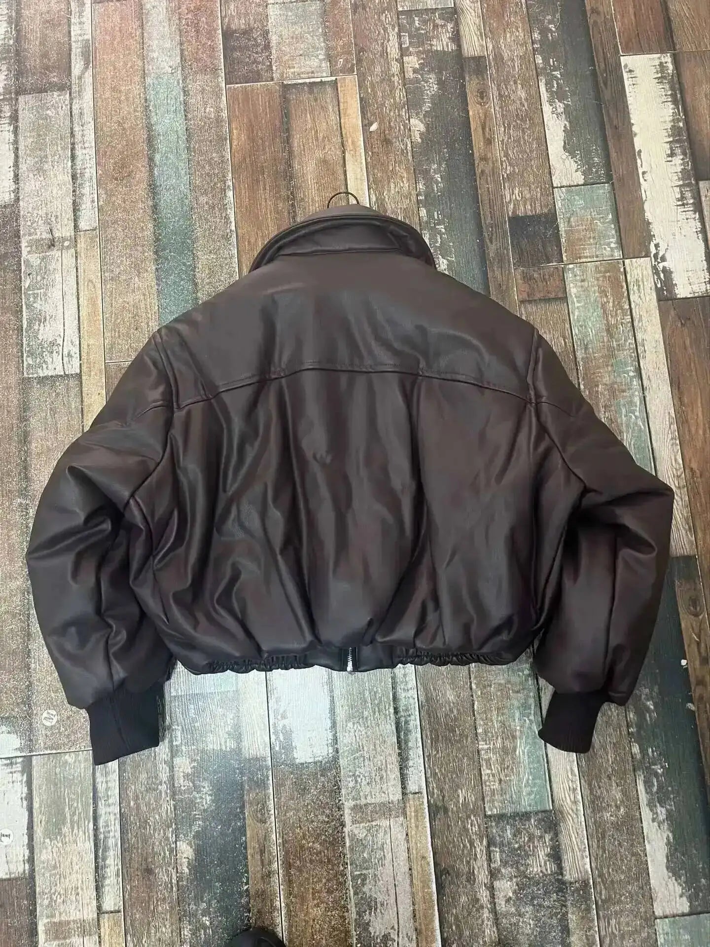 SHENGPALAE Women's Fashion 2026 Autumn Winter New Clothes Solid Color Leather Thicken Warm Female Short Cotton Jacket 5C1437