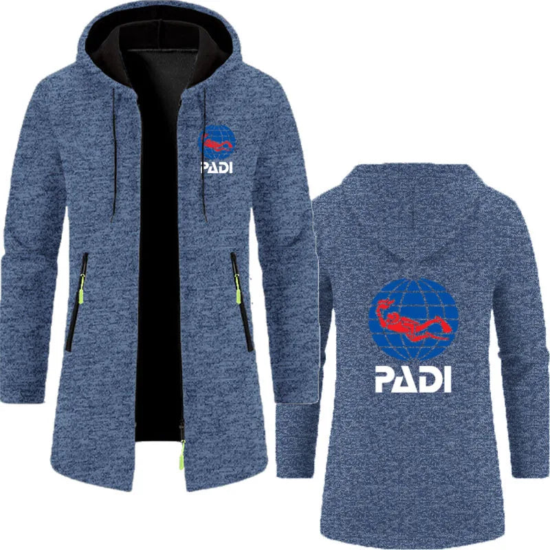 2025 Spring Autumn Scuba Driver Padi Man Hoodies Sweatshirts Fleece Warm Zipper Long Hooded cardigan for Men Jackets Coat