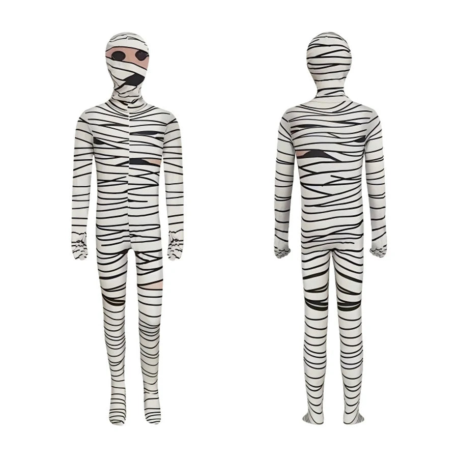 Halloween Costumes Ghost Skull Cosplay Jumpsuit for Kids Child Adults Scary Skeleton Bodysuit Halloween Mask Carnival Clothes