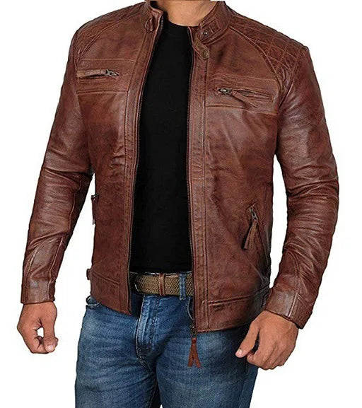 High Quality PU Coat Autumn Leather Jacket Men Slim Casual Moto Biker Stand Collar Solid High Quality Korean Leather Jakcets