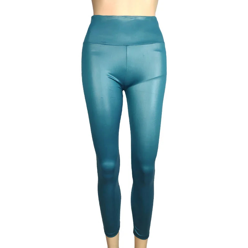 Autumn And Winter New Season Wearable Women's Tight Pants With High Waist And Sexy Faux Leather Texture Long Pants With Leggings