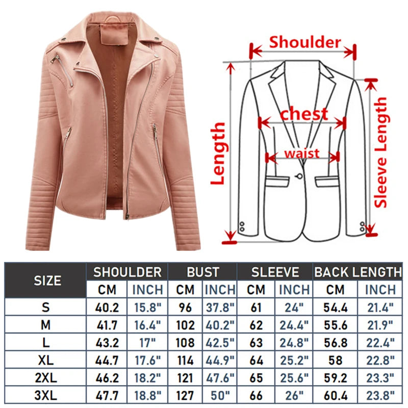 2026 New Fashion Women Faux Leather Jacket, Spring Autumn Zipper Casual Pu Coat, Female Biker Outerwear Ladies Clothes S-XXXL