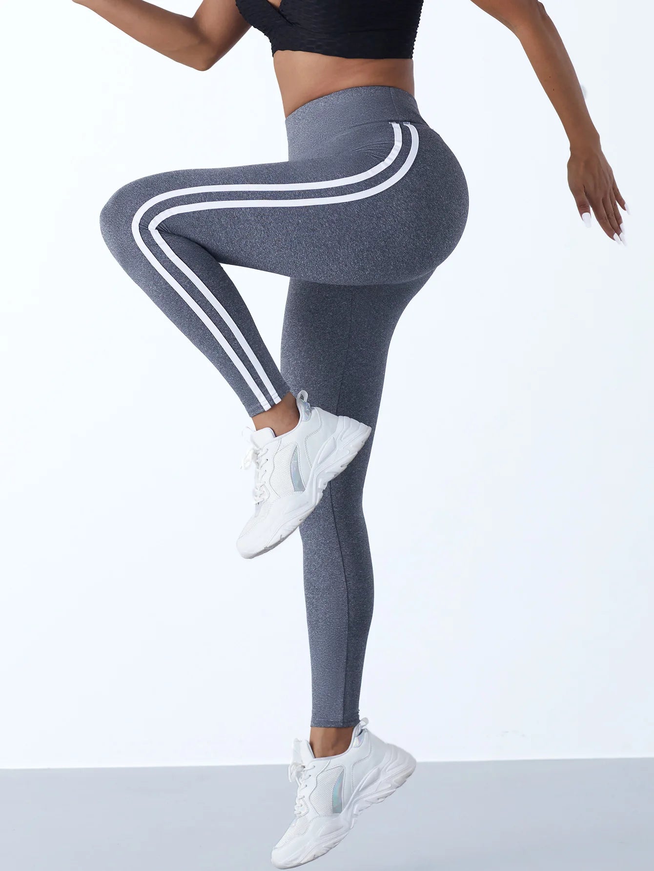 Yoga Leggings Women Striped Slim Sports Pants High Waist Hip Liftting Casual Tight Workout Running Stretchy Athletic Gym Legging