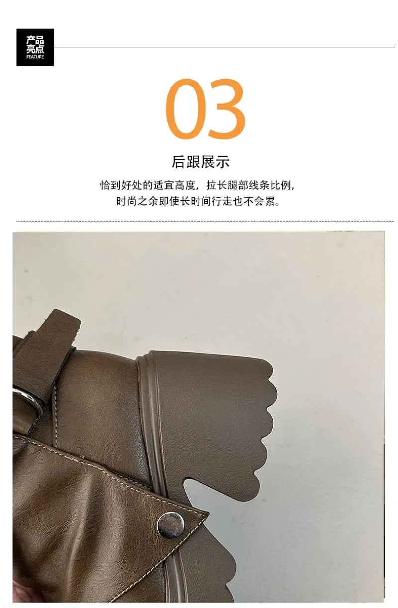 Shang Shi Black Thick High-heeled Thick Soled Boots for Women, 2026 New Winter Versatile Women's Zipper Slimming Pants Leg Boots