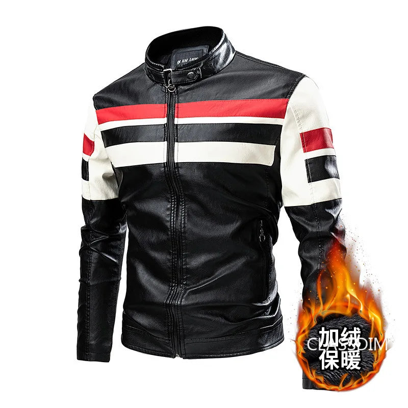 Men Stand Collar Moto Leather Jackets Slim Fit Leather Coats High Quality Male Fashion Autumn Winter Casual Leather Jackets 5XL