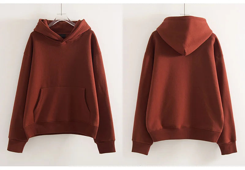 Winter Warm Hoodies Oversized For Women With Fleece Inside Yellow Thick Sweatshirts With Hooded Women Pink Hoodies Velvet Winter
