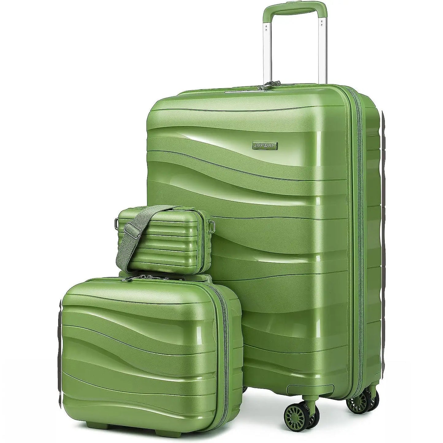 Melalenia 3-Piece Carry-on Luggage Set PP Material Suitcase with Spinner Wheels Hardside TSA Lock