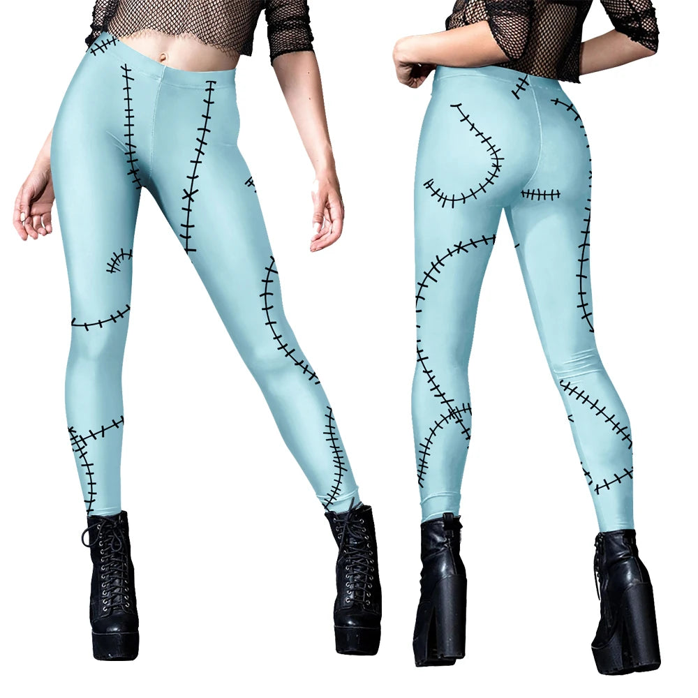 Halloween Anime Movie Sally Cosplay Dress Party Set Costume Christmas Women Slim Jumpsuit Catsuit Zentai Bodysuit Gothic Leggins