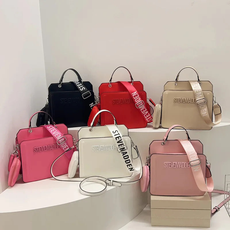 Trendy Commuter Women's Shoulder Bag Fashionable Letter Print Simple Urban Style PU Material Medium Size Zipper Opening Cross...