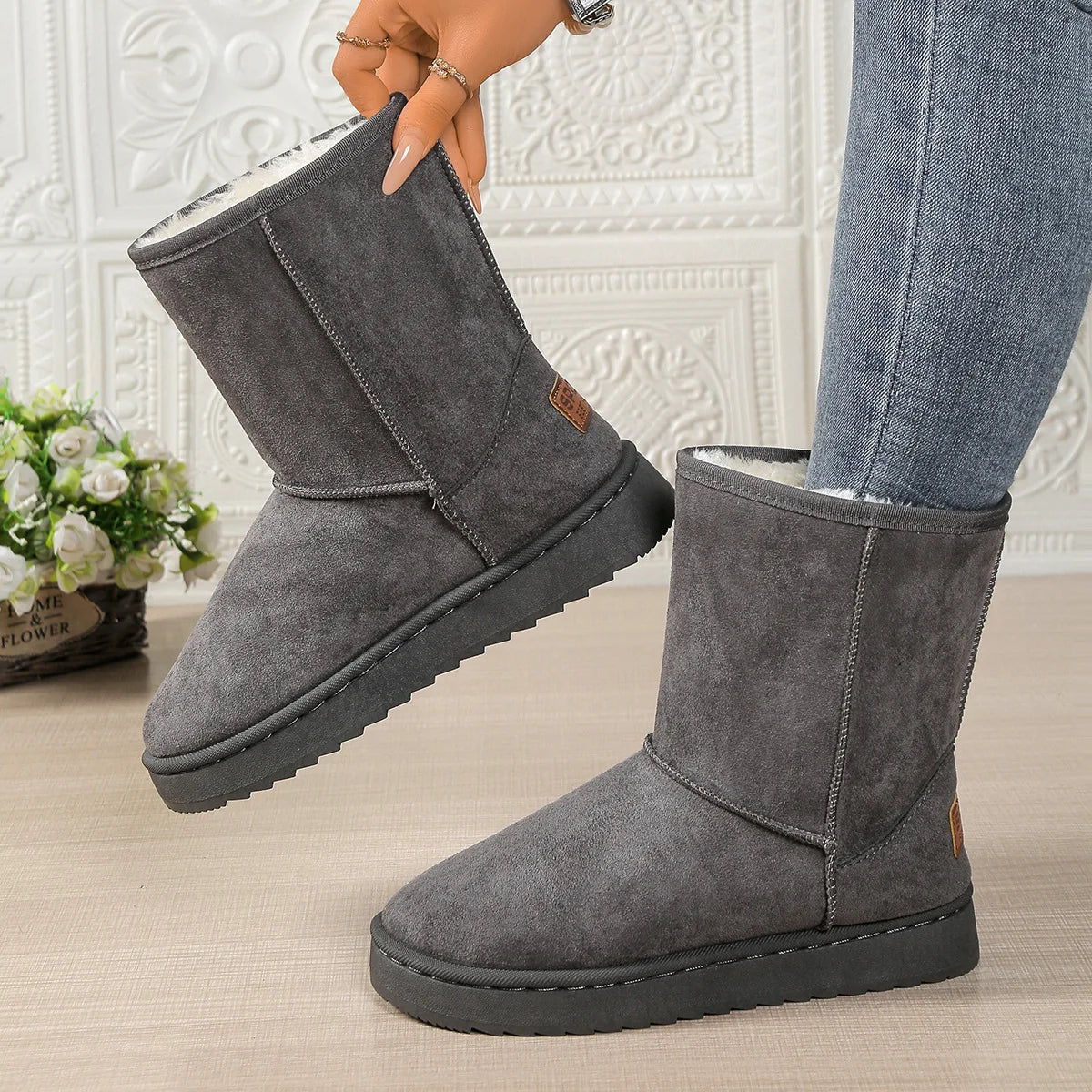 Mid Calf Snow Boots Women Waterproof Warm Platform Boots Large Size Winter Slip On Flat Casual Woman Booties 2026 New fashion