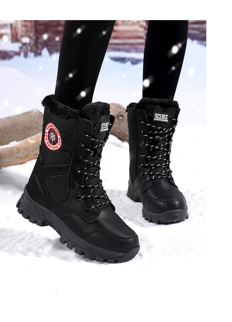 2025 new winter warm plush lined snow boots women's outdoor waterproof and non-slip plush cotton boots comfortable platform shoe