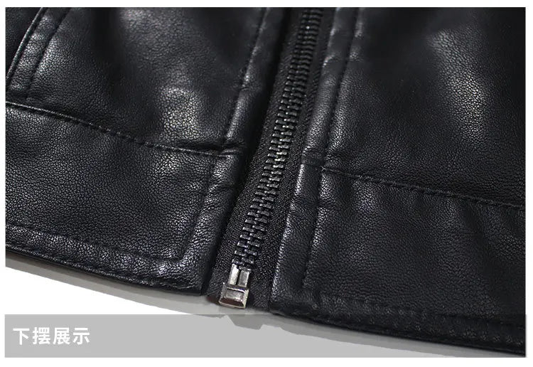 Autumn and Winter Classic Men's Leather Jacket Lapel Fashion Trend Locomotive Clothes Fleece Thermal Jacket Men