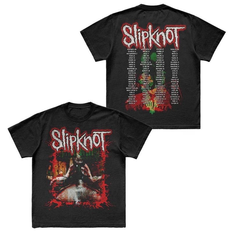 Photo SLIPKNOT Gothic Style Band T-Shirt 100% Cotton Graphic Tee Men Women Summer Streetwear Top