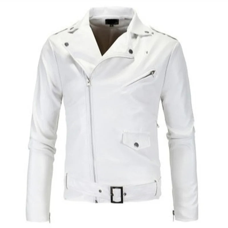 QICHE Men's Leather Jacket 2026 Slim PU Motorcycle Style Men's Jacket Fashion New Long Sleeve Casual Outerwear Coat For Men