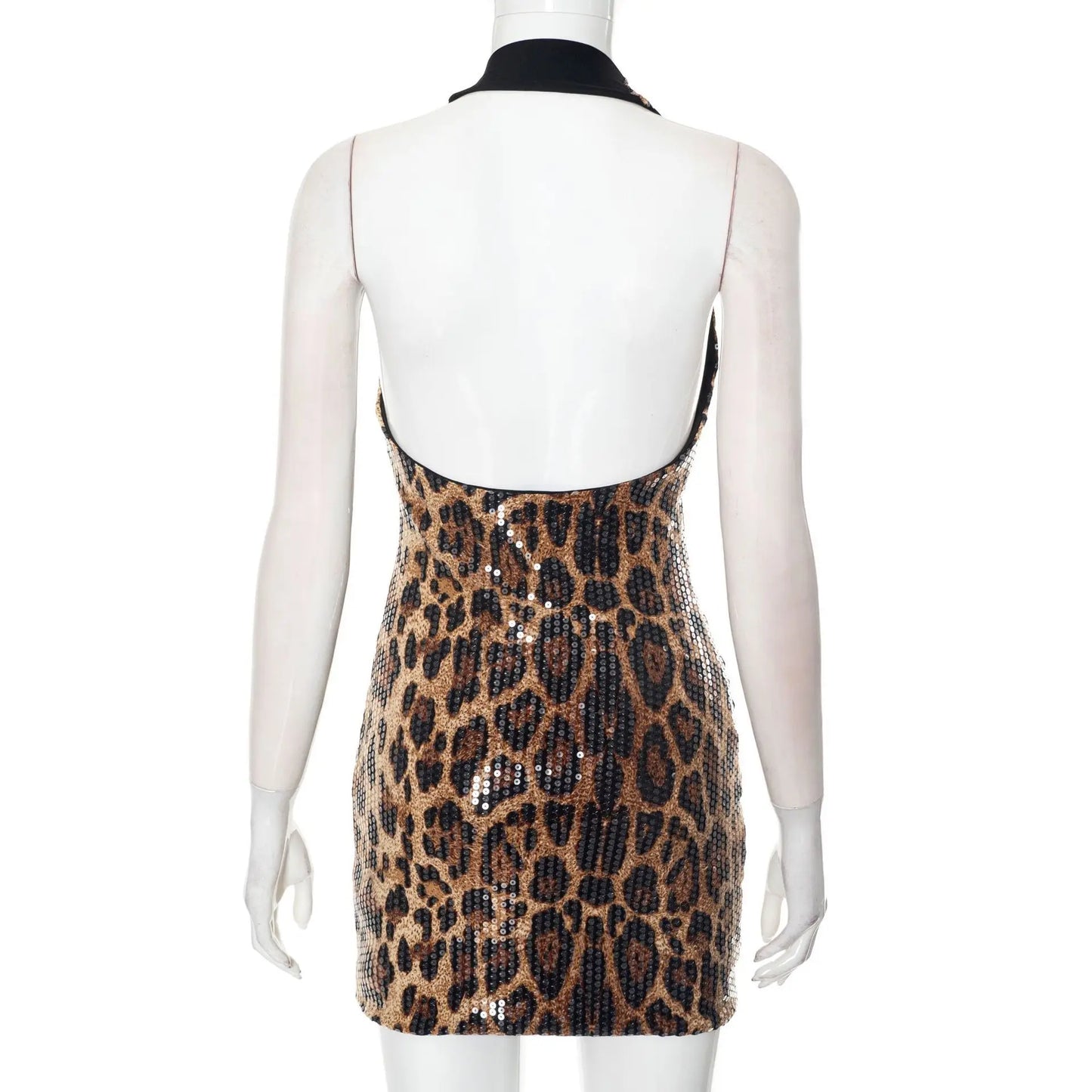Sexy Dress Dresses 2025 Woman Vestidos Animal Print Backless Halter Neck Package Hip Sleeveless Wild Hot Girl Style Street Wind