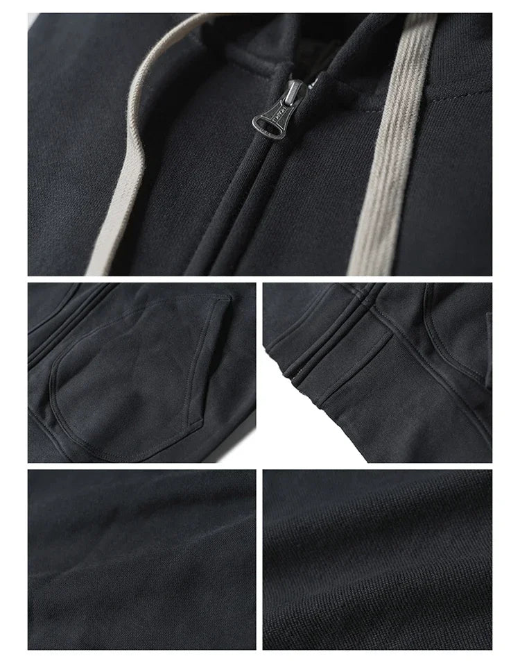 Non Stock Men's Zip Up Hooded Sweatshirt Heavyweight Solid Color Hoodies Thick