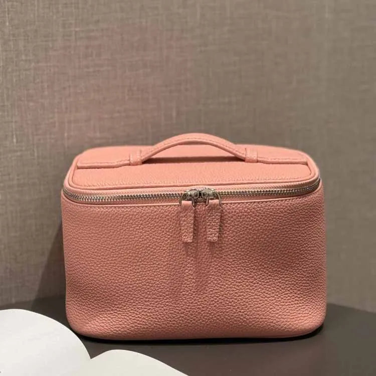 Firstgrain Cowhide Himalayan Crocodile Pattern Vanity Case Genuine Leather Square Portable Large-Capacity Hand-Held Cosmetic Bag