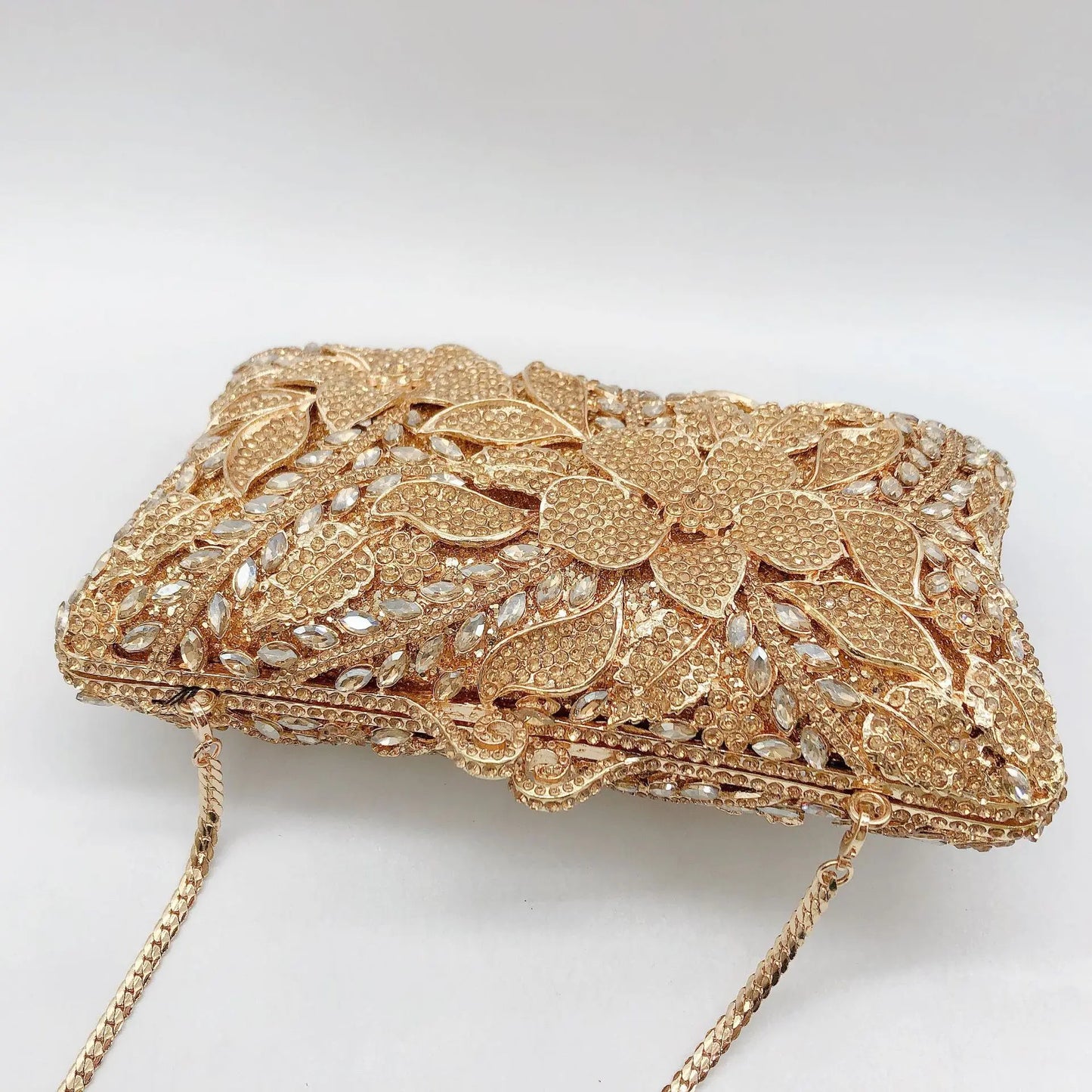 XIYUAN Evening Bags Gold/Silver Chain Shoulder Bags for Women Handbags Stones Day Clutches Diamonds Metal Ladies Clutch Handbags