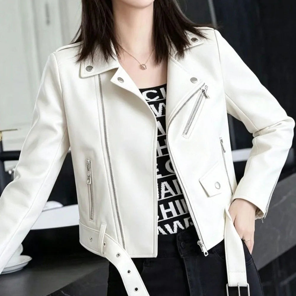 2026 autumn winter new women's PU leather jacket locomotive suit Maillard lapel large size women's leather jacket jacket women