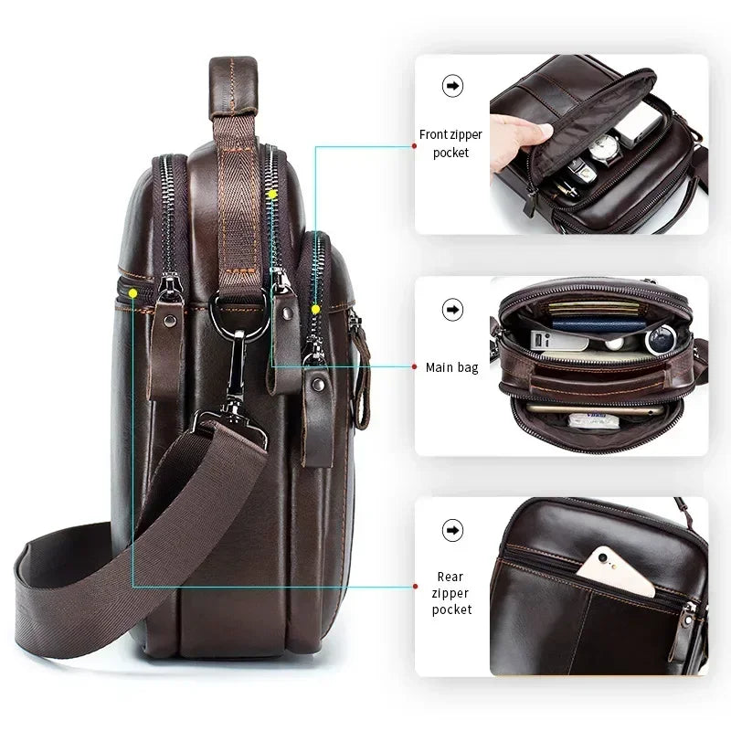 New Handbag Men's Bag Genuine Leather Shoulder Bag Husband luxury design messenger bag crossbody bags for men