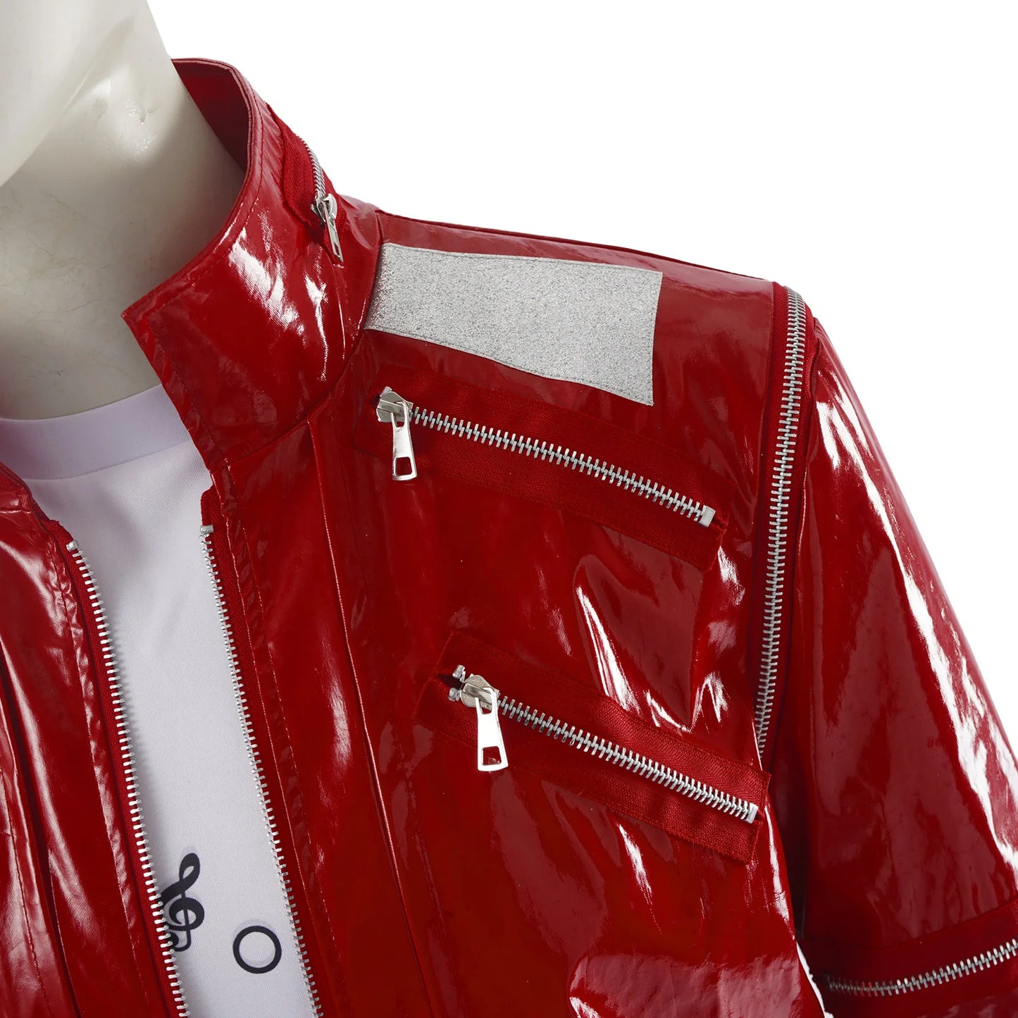 Red Zipper Michael Jackson MJ Beat It Jacket for Impersonators PU Leather Punk Casual Coat Halloween Stage Christmas Outwear