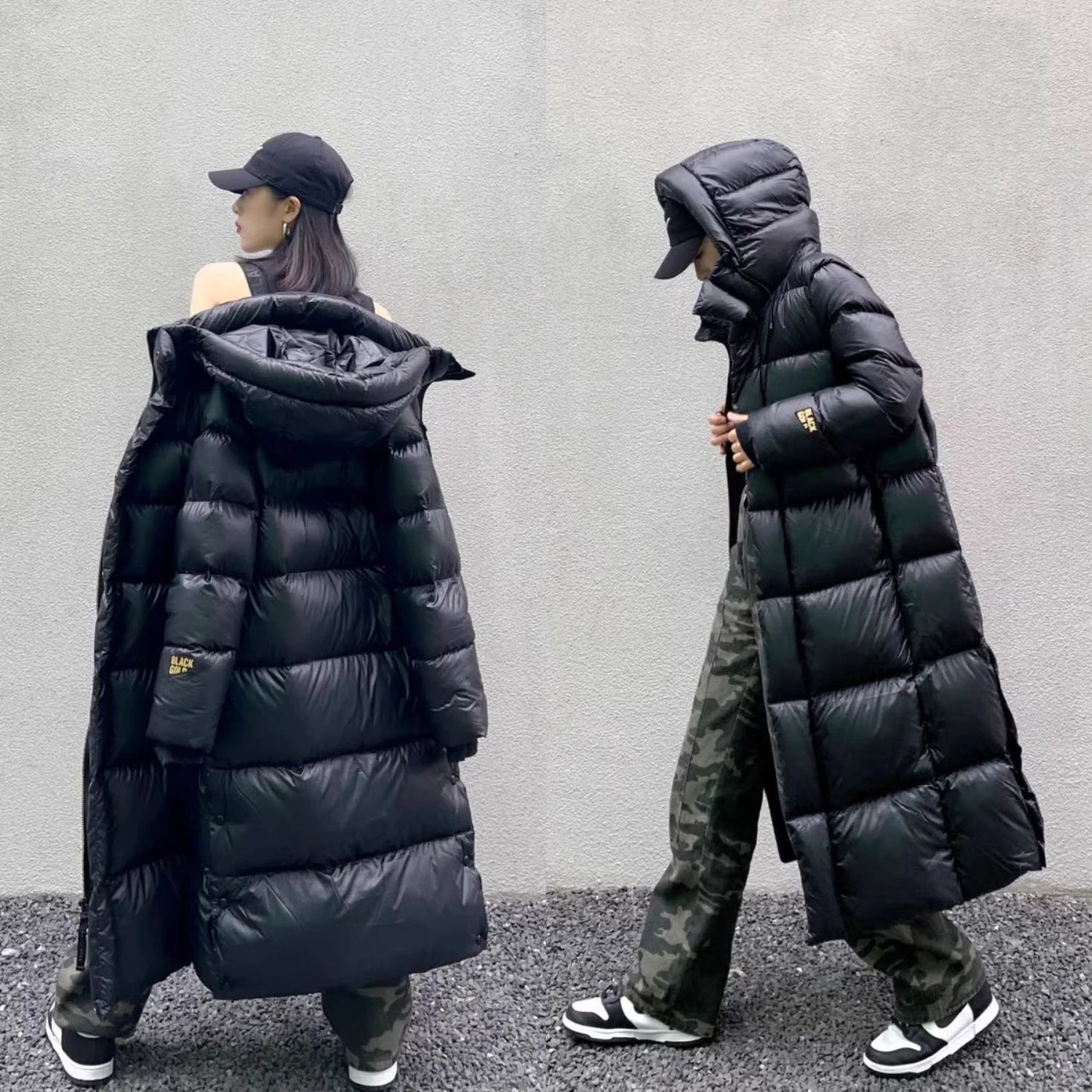 Black Down Jacket Women Hooded Coat Keep Thickening Warm Fashion Streetwear Duck Down Feather Female 2024 Winter Long Outwear