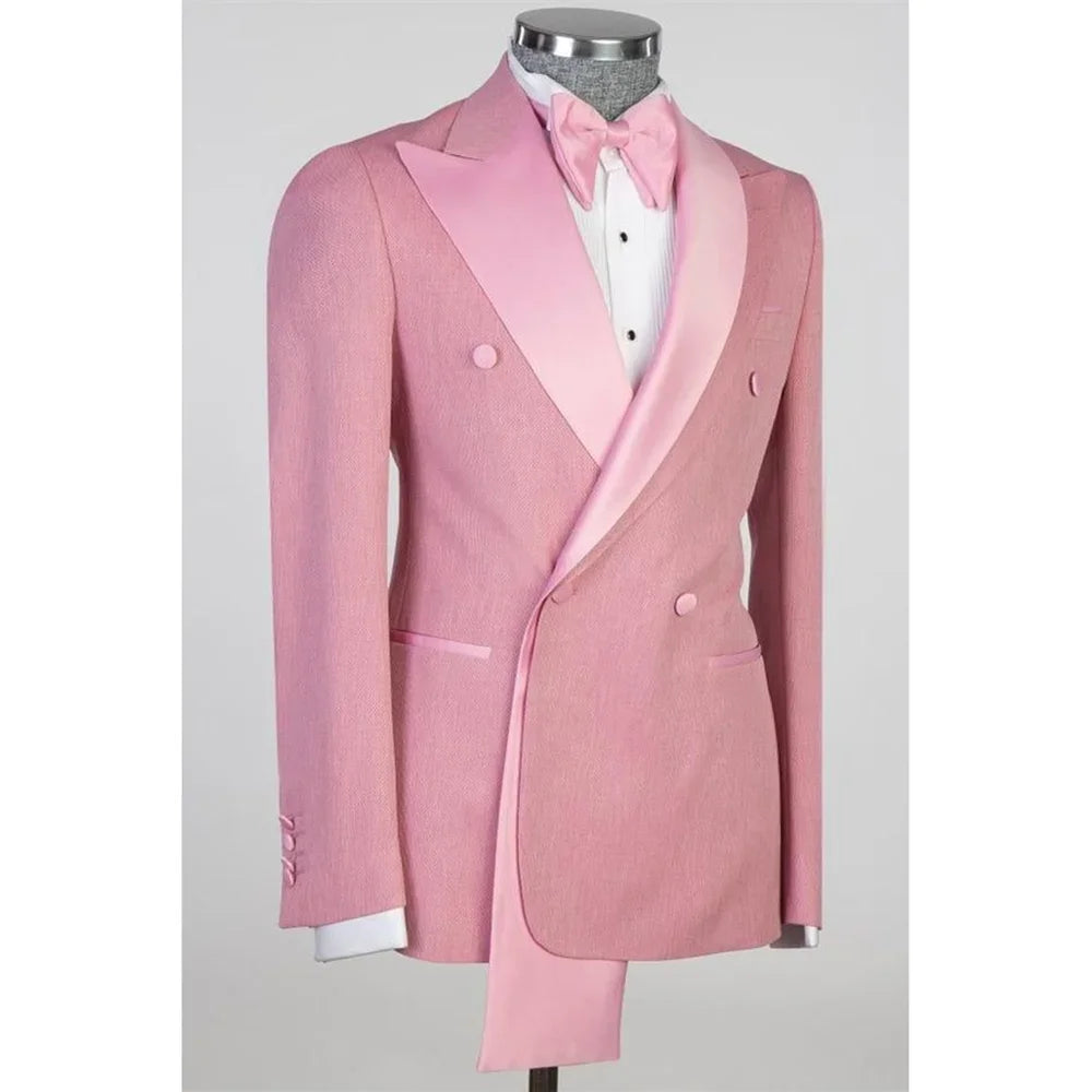 Double Breasted Men Suits Wedding Formal Party Groom Tuxedo Banquet Man Sets 2 Pieces Peaked Lapel Jacket with Pants Customized