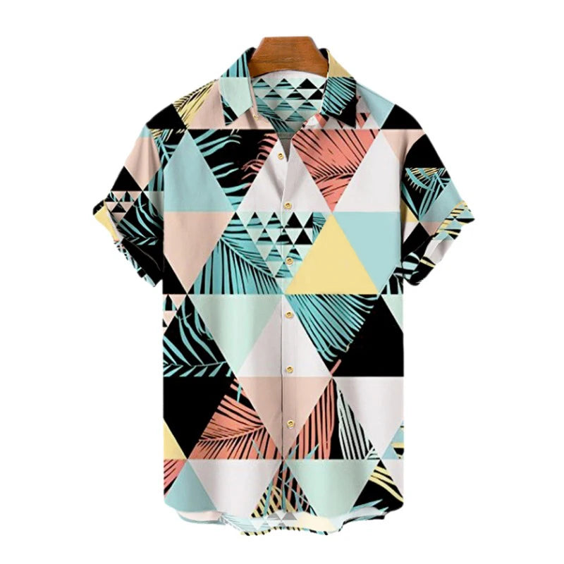 2023 Men's Hawaiian Shirt Cat Printed Short Sleeve Tops Beach Vacation Sunset Harajuku Men's Clothing Casual Unisex Style Shirts