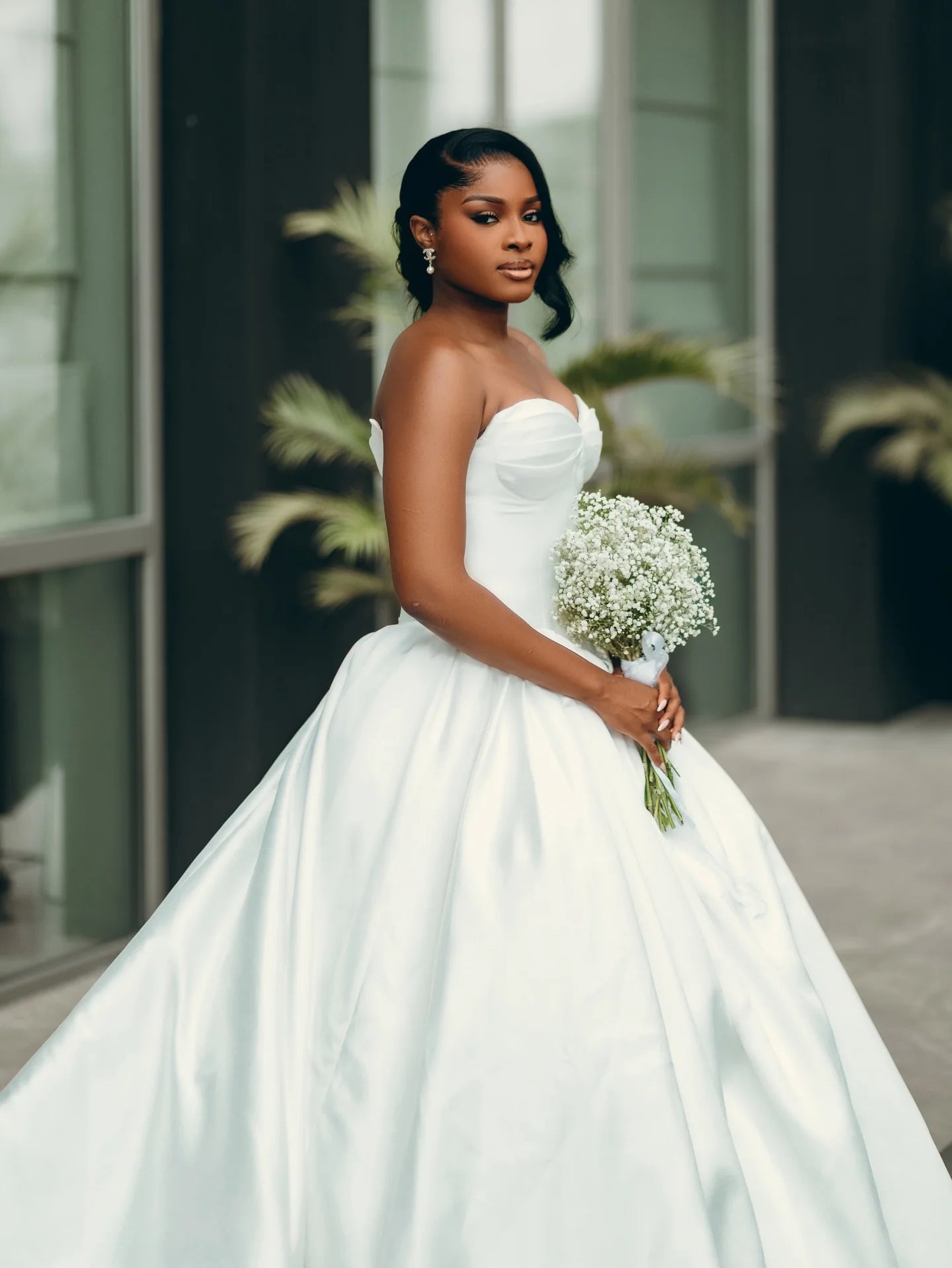 Simple White Wedding Dresses for Bride Sweetheart Drop-Waistline Corset Satin Summer Africa Bridal Ceremony Gown Customized