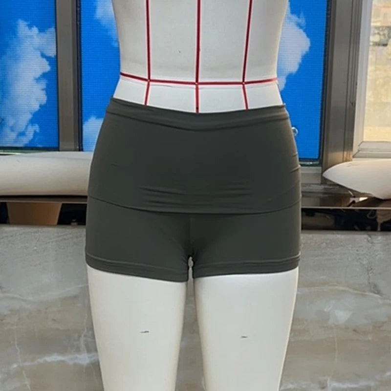 Women Folds Over Low Waist Shorts Coquette Slim Fit Boxer Shorts Pants Girl Casual Workout Fittness Yoga Running Micro Shorts